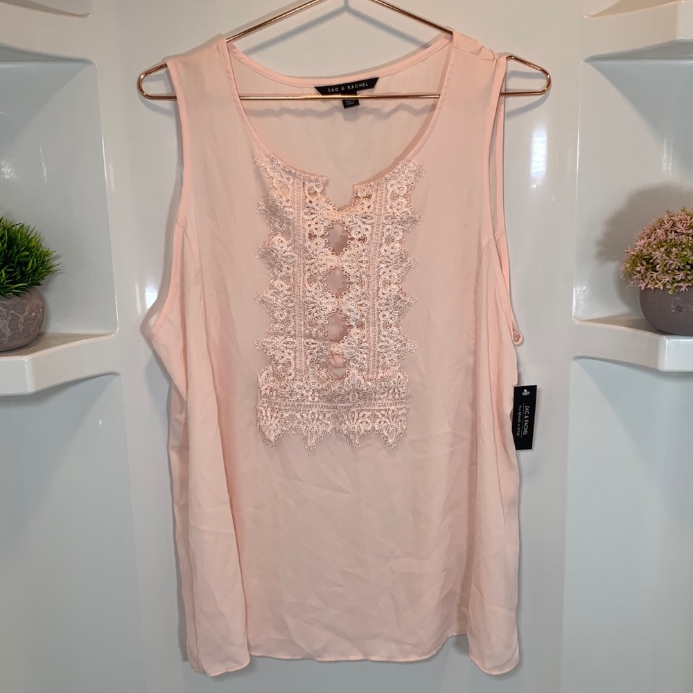 Zac‎ & Rachel Sheer Pink Lace Tank Top